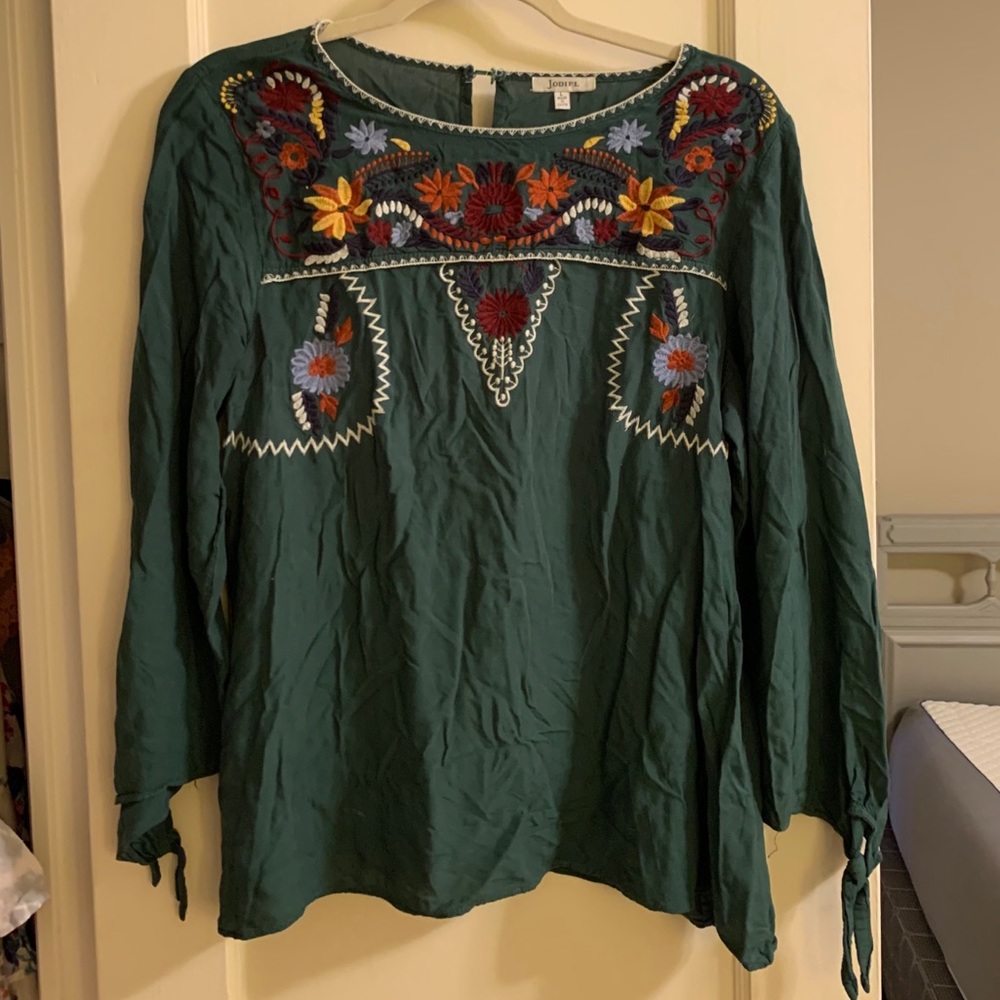 Green Embroidered Blouse